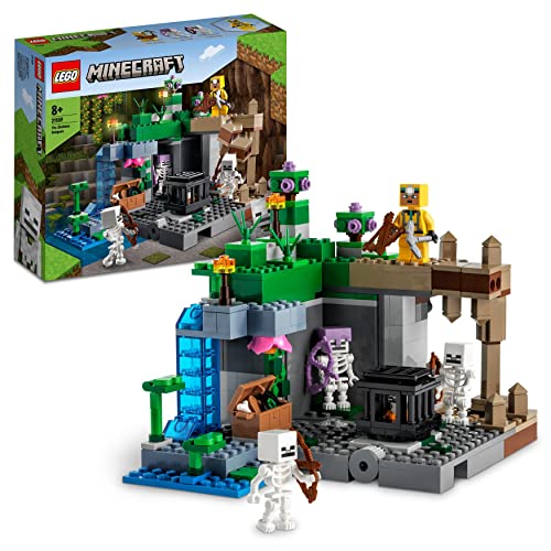 LEGO Minecraft La Mazmorra del Esqueleto, Juguete para Niños y Niñas de 8 Años o Más, Set con Cuevas, Estalactitas, Ballesta y Figuras de Esqueletos 21189