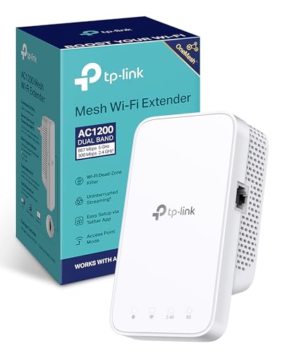 TP-Link RE330 - Repetidor WiFi 5 AC1200 de Doble Banda, Puerto Ethernet | Amplificador de Señal WiFi. Compatible con EasyMesh. Modo Punto de Acceso. Botón WPS para Configuración Fácil. App Tether.