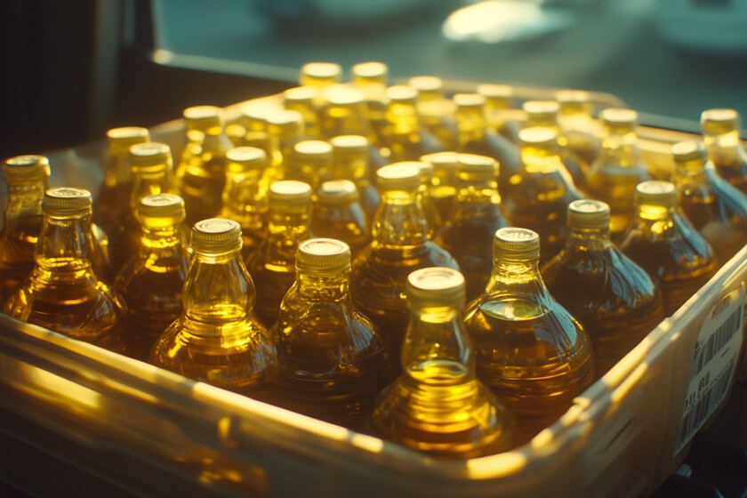 Dafedia Close Up A Plastic Crate Of Olive Oil Bottles In A Van 5bfad70c 5be6 45b5 B901 Efaafbcec312