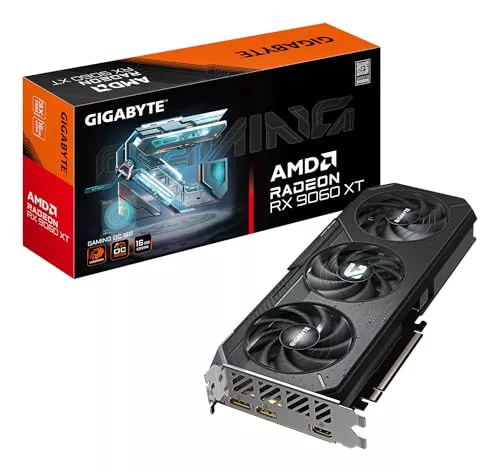 Gigabyte Radeon RX 9060 XT Gaming OC 16G Tarjeta Gráfica - 16GB GDDR6, 128bit, PCI-E 5.0, 3320 MHz Frecuencia del núcleo, 2 x DisplayPort, 1 x HDMI, GV-R9060XTGAMING OC-16GD