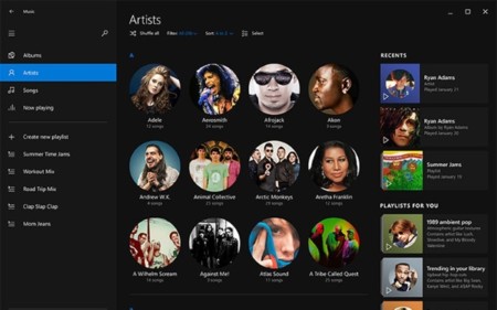 Al descubierto la nueva interfaz de Música de Windows 10, ¿una mezcla entre Spotify y Zune?