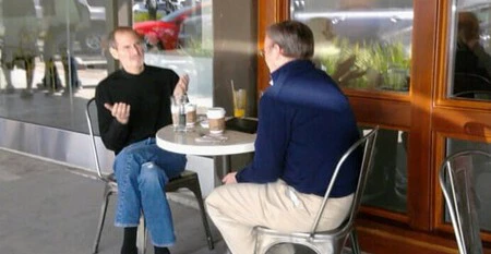 Steve Jobs y Eric Schmidt tomando un cafe Steve Jobs y Eric Schmidt tomando un cafe