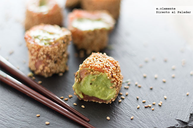 Falsos makis de salmón y aguacate