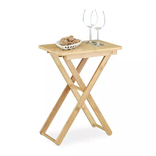 Relaxdays – Mesa Auxiliar Hecha de bambú, 52 x 40 x 31 cm