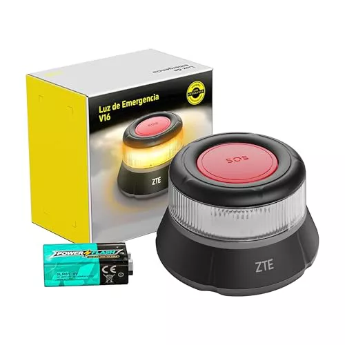 ZTE Luz Emergencia V16 Homologada DGT con Geolocalización, Baliza Coche Conectada DGT 3.0, Datos Incluidos hasta 10/2040