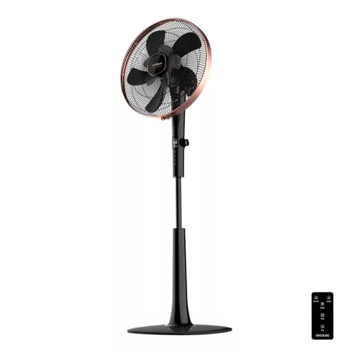 Cecotec Ventilador de Pie con Mando a Distancia y Temporizador EnergySilence 1040 SmartExtreme. 28 W, 10 Aspas 40 cm de Diámetro, Oscilante, 24 Velocidades, Ajustable 115-135cm, Motor DC, Negro