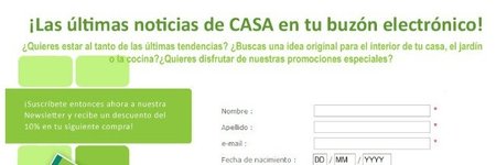 Consigue un 10% de descuento en Casa con su web