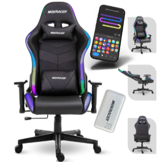 Cadeira Gamer Led Couro Com Wifi Rgb Iluminação Reclinavel Ergônomica Reclinavel Giratória Confortavel Compativel com Alexa e Google Assisten com Wifi