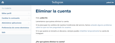 Cómo borrar o eliminar una cuenta de Instagram para siempre