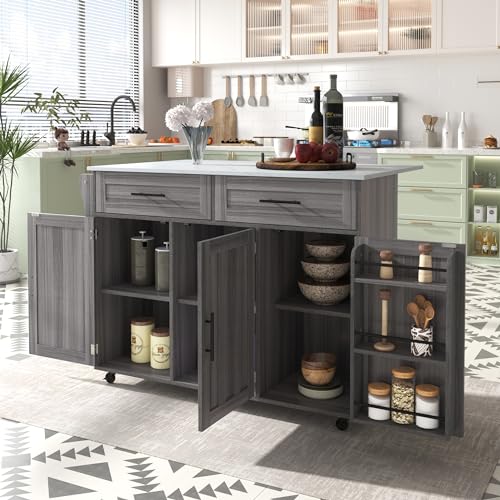KecDuey Carrito de cocina, isla de cocina con ruedas 