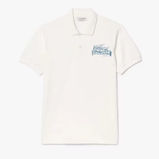 Polo de hombre de corte clásico con estampado en blanco de manga corta

