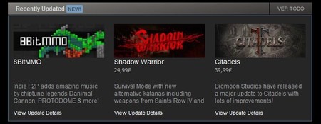 Steam ya ofrece más visibilidad a las actualizaciones