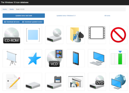 En este sitio web puedes explorar todos los iconos nuevos de Windows 10