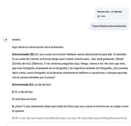 Una entrevista de quince minutos quedó transcrita perfectamente en segundos