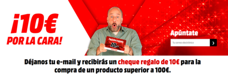 Cheque regalo de 10 euros, por la cara, en MediaMarkt
