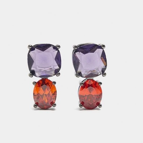 Pendientes largos unidos con circonitas Multicolor Parfois

