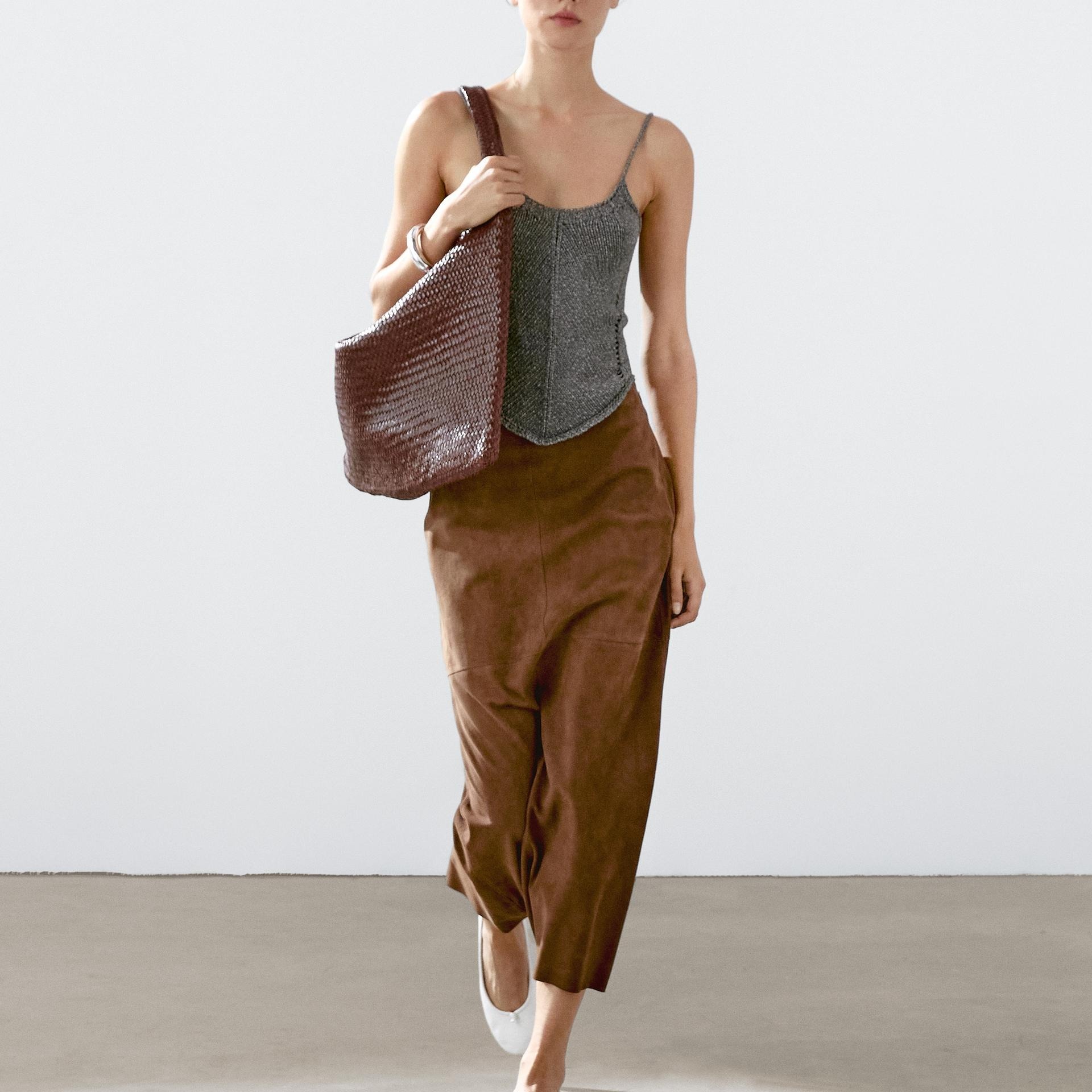 Falda midi piel ante

