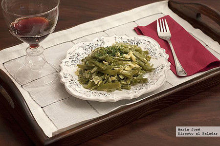 Receta de judías verdes con salsa de huevo