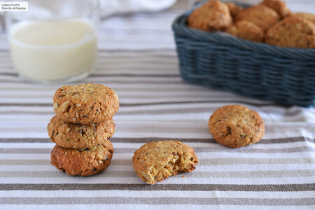 Galletas veganas de avena, mantequilla de cacahuete y semillas