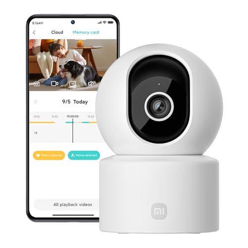 XIAOMI C302 2K 3MP cámara Interior con privacidad, Giro 360°, detección IA bebés/Mascotas, Audio bidireccional, Compatible con Alexa y Google