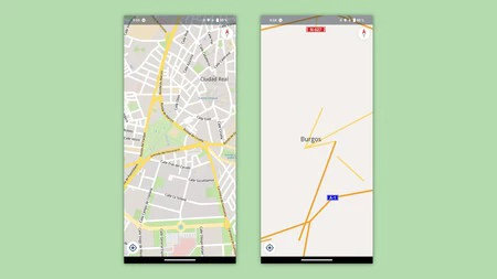 左側は、ダウンロードしたカスティーリャ ラ マンチャの地図。右側は、ダウンロードしていない別のコミュニティの都市です。