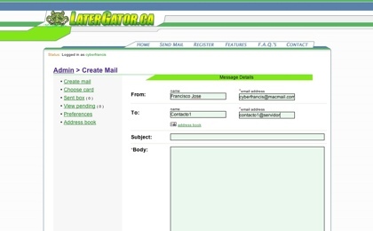 LaterGator, enviando correos y postales electrónicas a fechas futuras