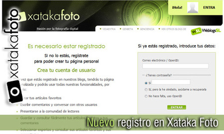 Nuevo registro en Xataka Foto, más fácil y más rápido