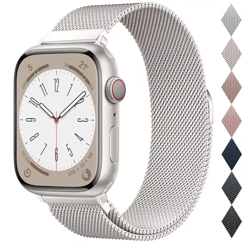 OULUOQI Correa Compatible con Correas Apple Watch 41mm 40mm 38mm 46mm 45mm 44mm 42mm 49mm, Bracelet Metalica de reloj Milano metal de acero inoxidable para iWatch Series 10 9 8 7 6 5 4 3 2 1 SE Ultra