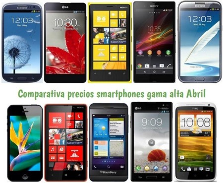 Comparativa Precios Smartphones más potentes Abril 2013