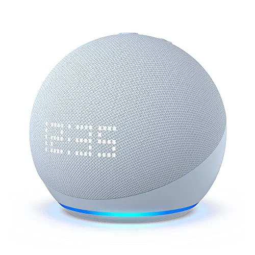Echo Dot with Clock (5th Generation, 2022 Model) |  Smart Wi-Fi and Bluetooth speaker with louder, wider sound, Alexa and clock |  bluish gray