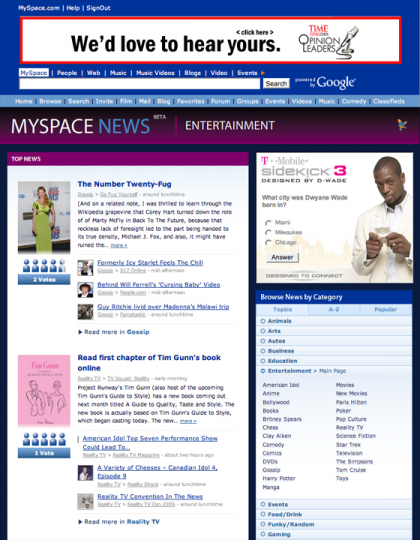 Myspace News listo en unas horas