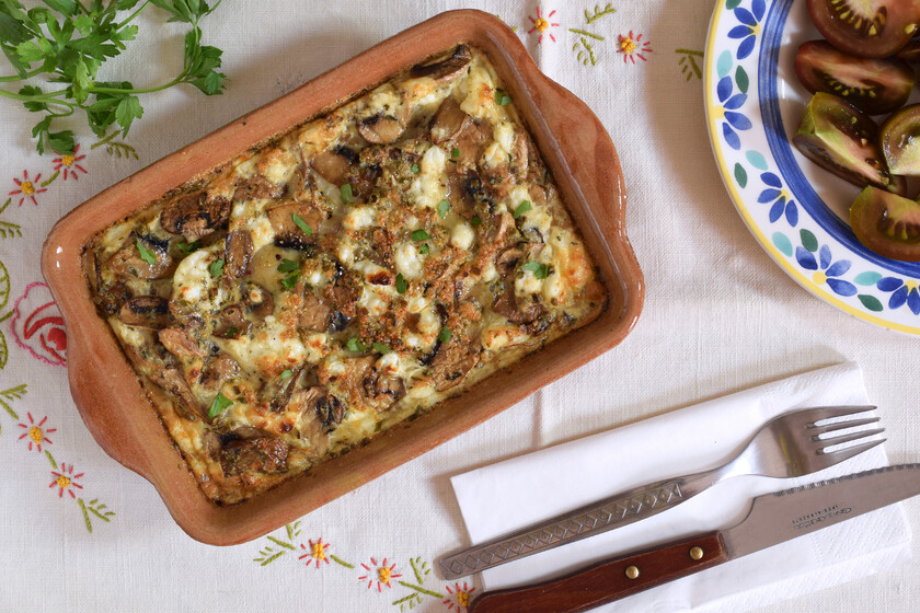 Baked Mushroom And Goat Cheese Frittata Or Omelette. Easy Healthy Recipe Bullfrag