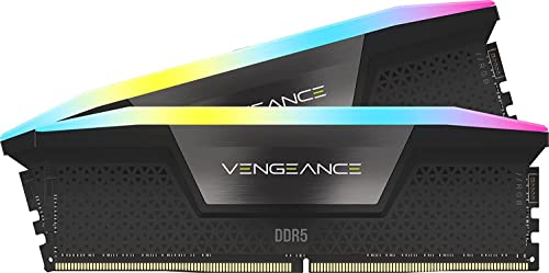 CORSAIR Vengeance RGB DDR5 RAM 64GB (2 x 32GB) 6000Mhz C30 Memoria de Computadora Compatible con iCUE - Negro (CMH64GX5M2B6000C30)
