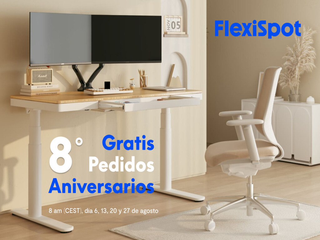 El octavo aniversario de Flexispot nos deja estos ofertones en escritorios elevables. Y hasta pueden salirnos gratis 