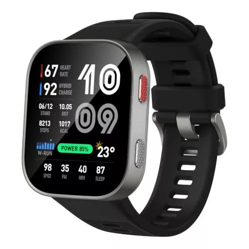 Amazfit Bip MAX 50 mm Smartwatch Reloj Inteligente, Pantalla AMOLED 2,07", hasta 20 Días, GPS & Mapas, 4 GB Almacenamiento, Entrenamiento Híbrido, 150+ Deportes, Modo HYROX, para Android y iPhone