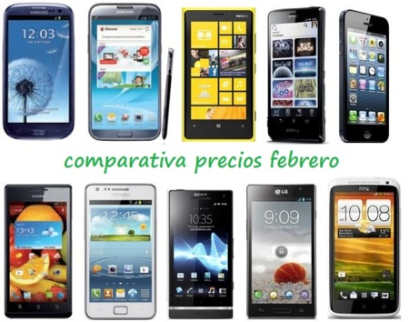Comparativa Precios Smartphones más potentes Febrero 2013