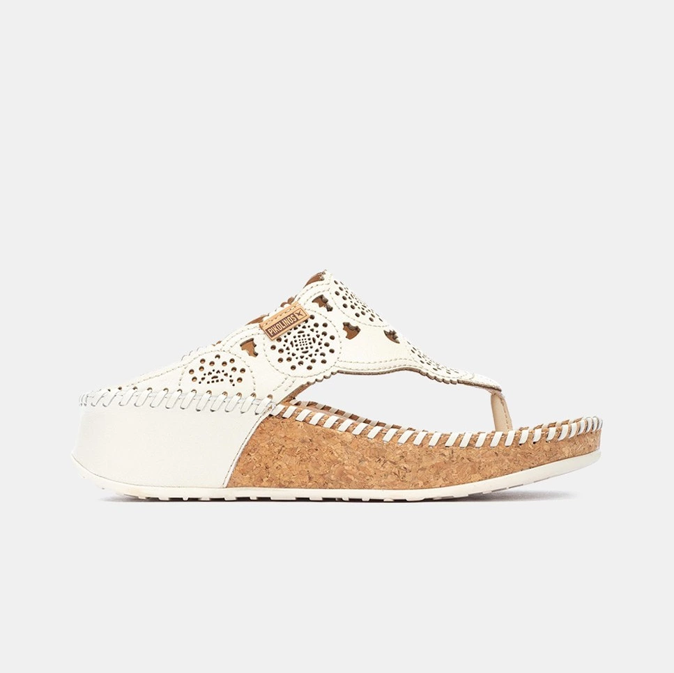 Sandalias planas Marina de mujer en piel grabado laser
