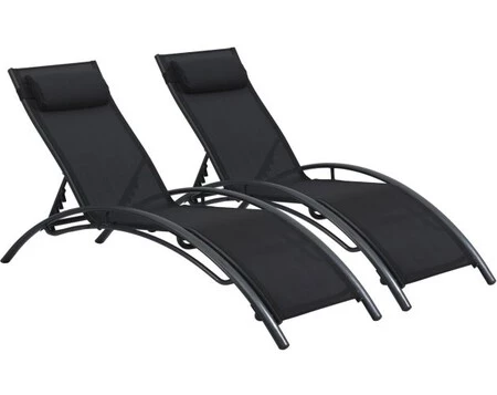 Juego de 2 tumbonas beauty "phoenix" de aluminio negro