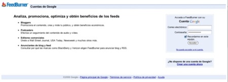 Nueva portada de FeedBurner para su futuro acceso