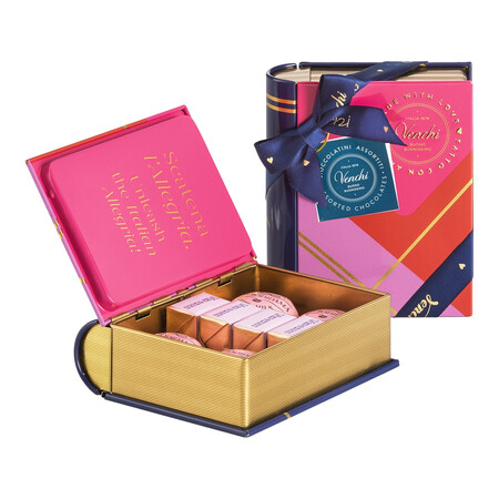 Mini Libro Metalico Con Bombones Surtidos Venchi 8 Piezas