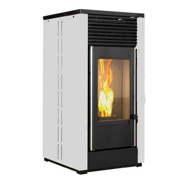 Estufa de pellet ECO LUGO-1 12 kW con autolimpieza blanco
