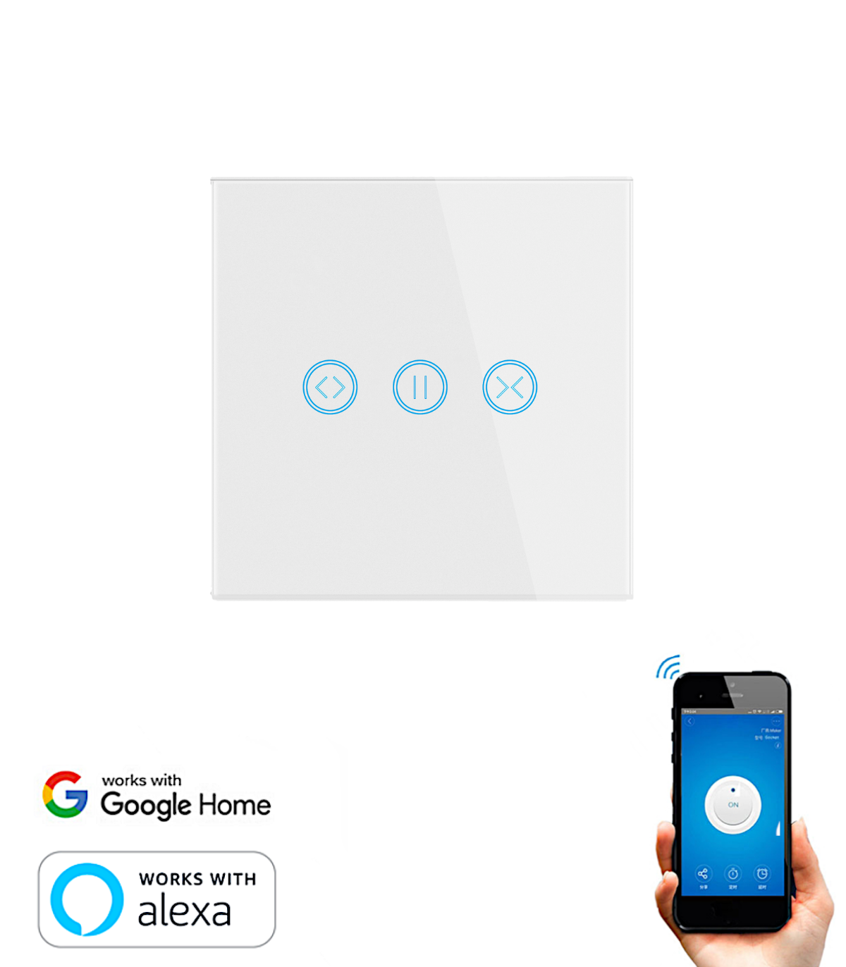 Interruptor wifi inteligente persianas y cortinas smartfy táctil blanco compatible con alexa, google home, smart life y tuya