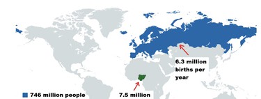 La brutal crisis demográfica de Europa se puede explicar en un solo mapa con un país de protagonista: Nigeria