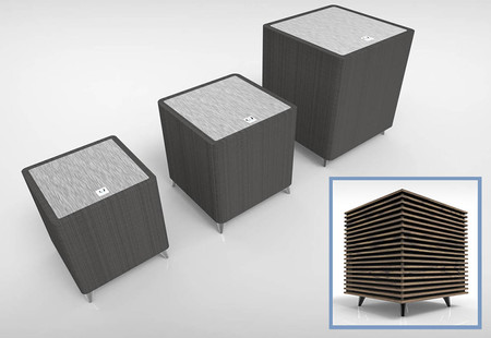 Estos subwoofers recubiertos de tejido están pensados para decorar en el salón