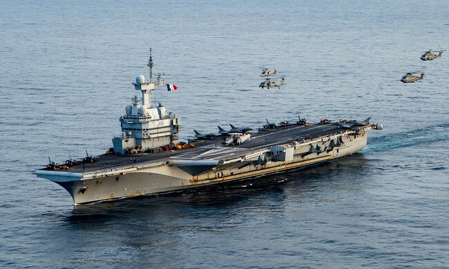 French Aircraft Carrier Charles De Gaulle R91 Underway In The Ionian Sea On 17 March 2022 220317 N Dh793 1322 Cropped