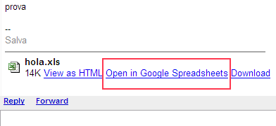 Abre en Google Docs&Spreadsheets un Excel adjunto en Gmail