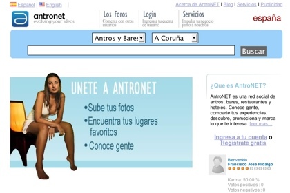 Antronet, búsquedas de locales de ocio y de personas de cualquier ciudad