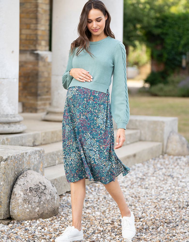 Vestido combinado en verde agua