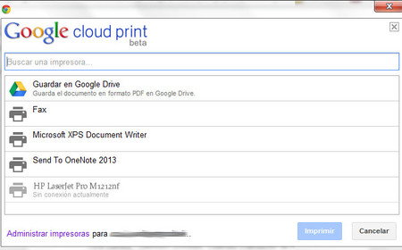 Impresoras conectadas con Google Cloud print