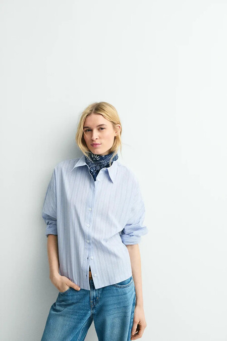 Camisa Haru Rayas Azules Mod Ss26 Eseoese 4 L